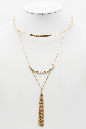 Ring Collar Chain Tassel Drop Necklace 5BBH11
